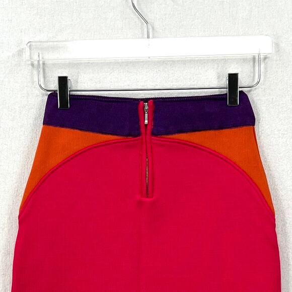 PAOLA BERNARDI Renata Mini Skirt Womens Pink Purple Colorblock Stretch Knit NEW - Picture 6 of 16